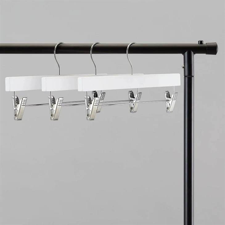 wooden trouser hangers with clips